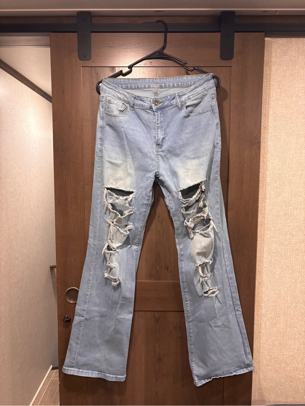 Light Blue Distressed Boot Cut Jeans